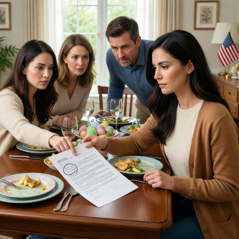 LA-My older sister couldn’t carry her own baby. at easter dinner, my family told me it was “my duty” to be her surrogate. my mom said, “you owe her—she let you live with her after your divorce.” my dad nodded. my sister already had the contract printed. i took the papers, read them once… then circled one clause and handed it back. every person in that room turned white…