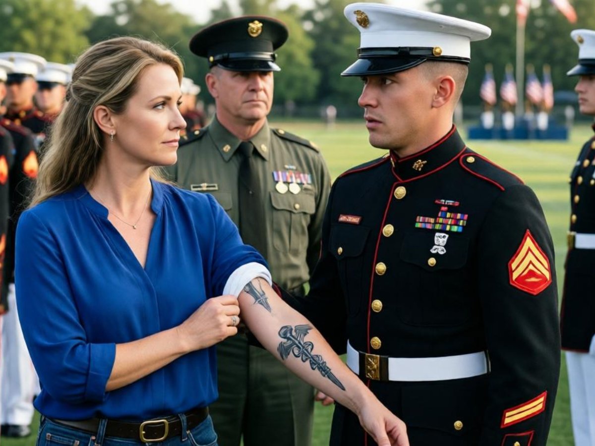 LA-She only came to watch her son graduate—until a USMC captain saw her tattoo and froze…