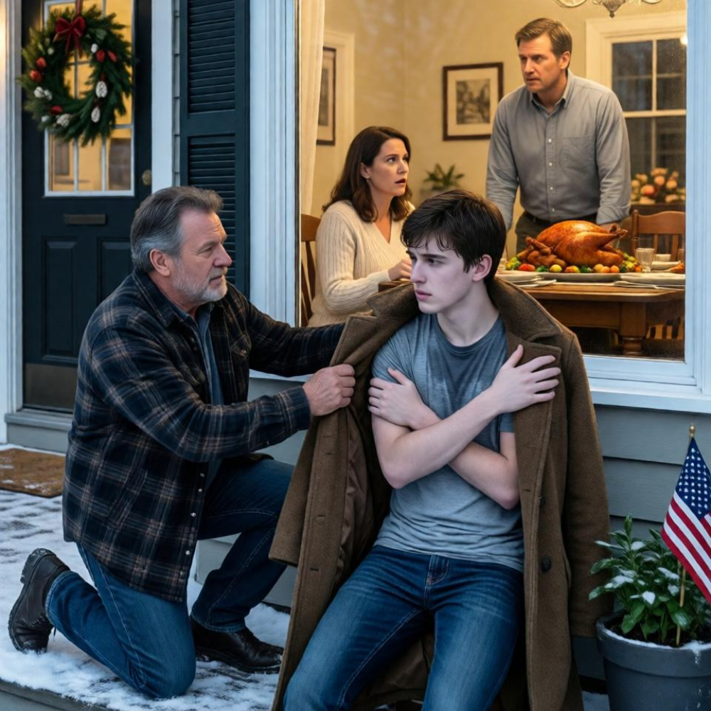 LA-At thanksgiving, i arrived at my daughter’s house and found my grandson shivering outside in 5°f weather. inside, she was sitting at the table, eating turkey like nothing was wrong. their faces went white the moment they saw me…
