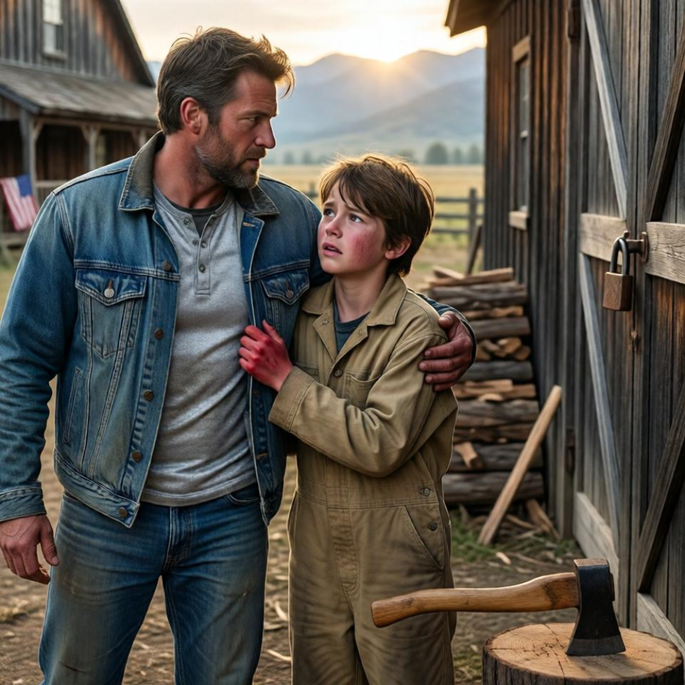 LA-My son Caleb wasn’t home. my wife said he’s “fine.” i drove 11 hours to find him. i found my son splitting wood at 5am—thin, cracked hands, eyes like a grown man. “dad, they said you didn’t want me anymore. they said you gave me away.” he’d been there seven weeks. i picked him up. “dad… there’s a boy locked in the shed.” what i found inside was…