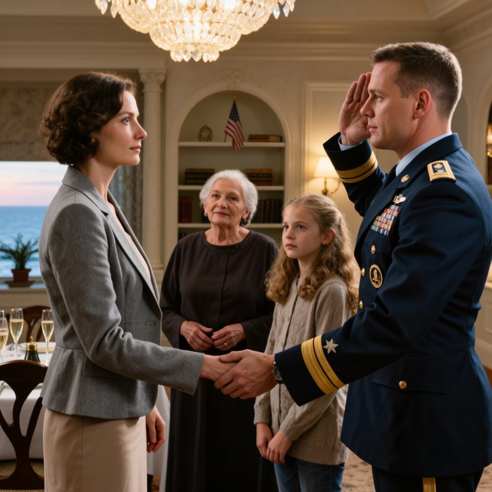 LA-“This is our family’s biggest embarrassment,” my mom said as she introduced me to my sister’s fiancé—a seal commander. they all chuckled. he shook my hand… then paused. his eyes snapped open. he stepped back and gave a full salute: “admiral kent, ma’am.” my entire family froze.