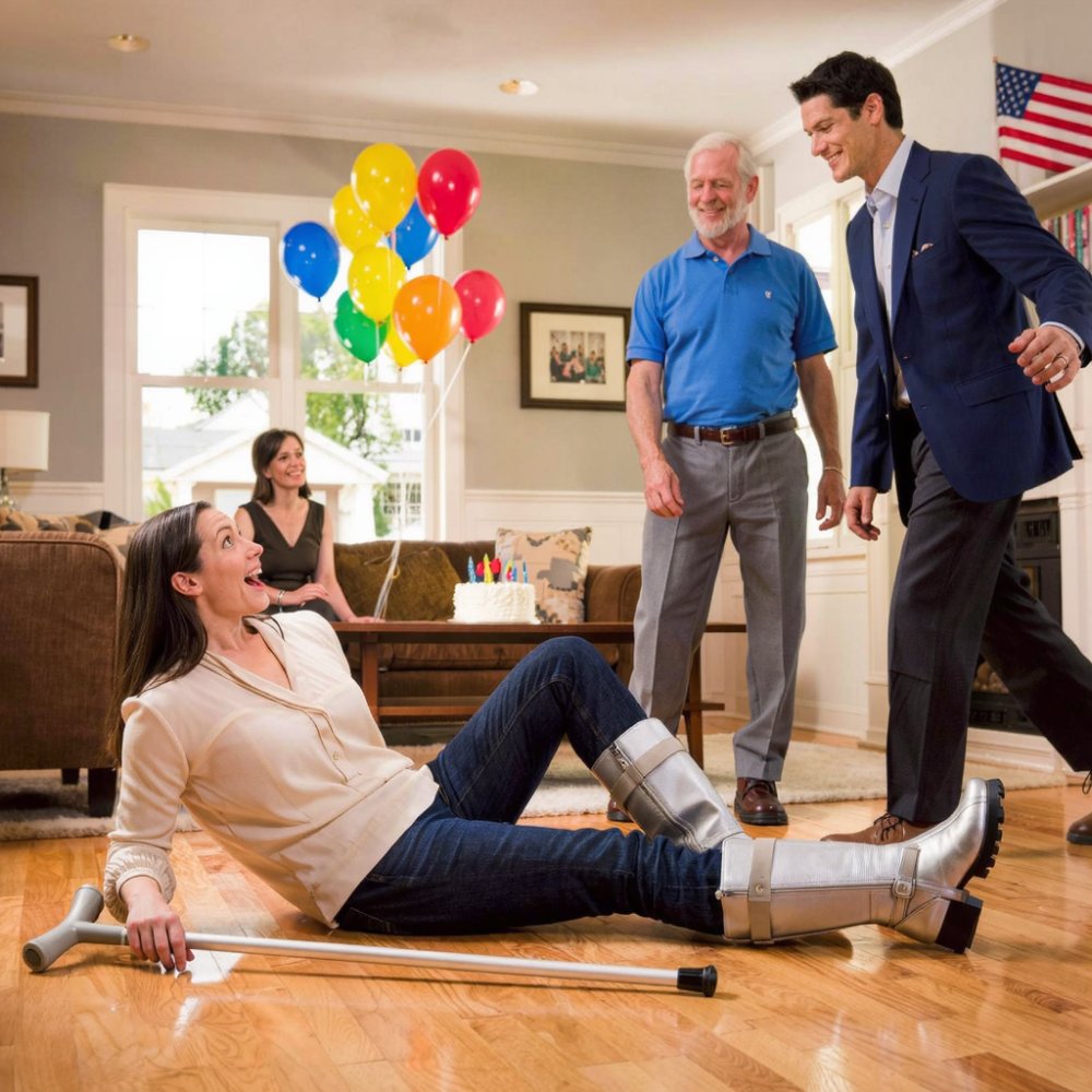 LA-At my birthday, my dad ripped the crutch from my hand and snapped, “stop faking it—you’re just leeching.” my relatives laughed as i hit the floor. none of them knew my surgeon stood right behind them. he stepped forward, touched my dad’s shoulder, and said six words that ended everything…