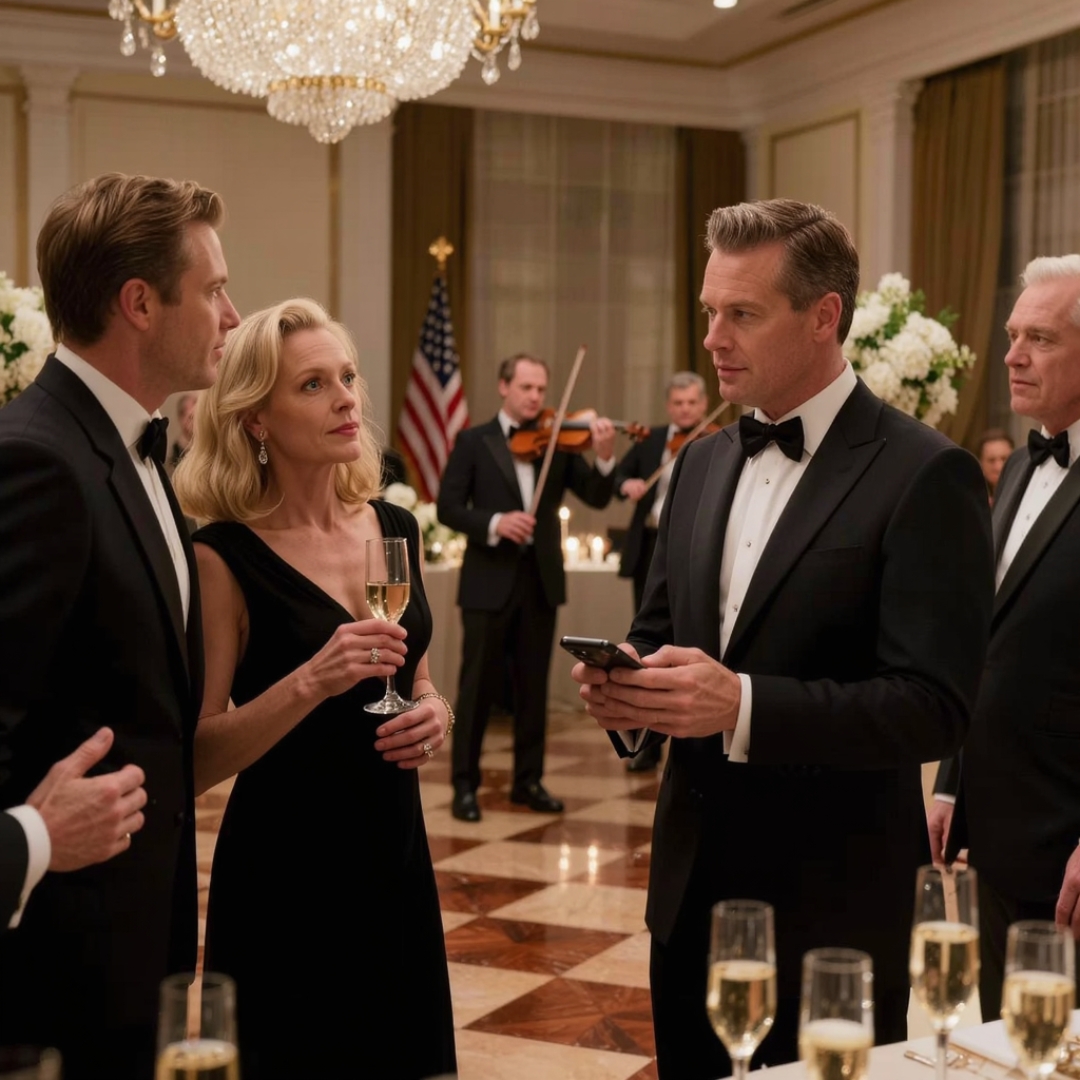 The CEO’s wife smirked over her wine and said, “Look at you. You look like you walked in from a nightclub.” I didn’t flinch. I simply adjusted my watch. Then her son stepped closer and sneered, “Who do you think you are?” I pulled out my phone, made one quiet call, and seconds later, their $500 million deal was frozen on the spot.