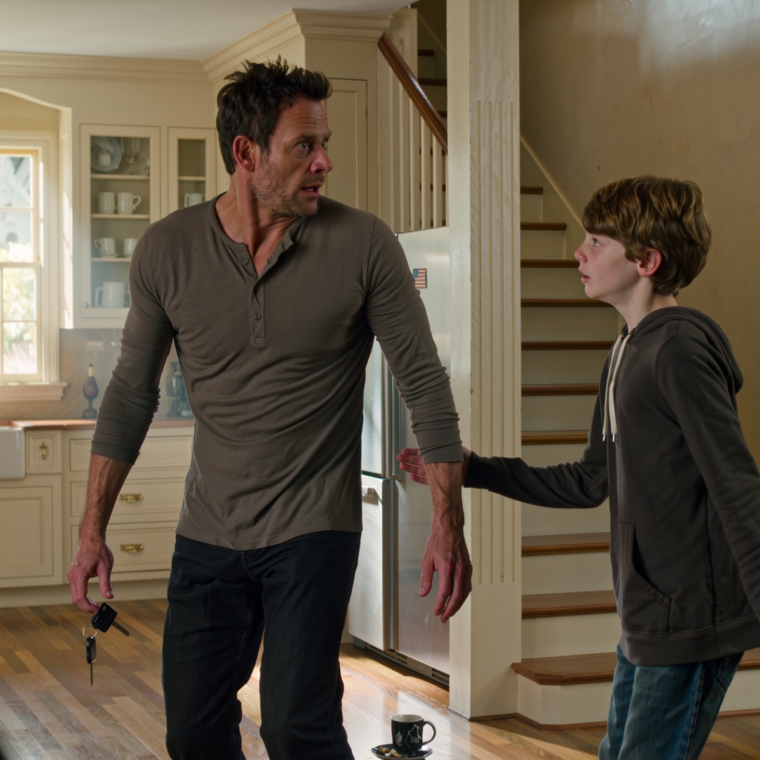 My wife left for a “girls’ trip” and left me home with our son, who hadn’t walked in six years. Seconds after her car pulled away, he stood up on his own and walked toward me like he’d been waiting for that exact moment. Then he whispered, “Dad, we need to get out of this house now.” I didn’t ask questions. I dropped my coffee, grabbed the keys, and ran for the garage. But as the engine turned over, something inside the house made us both stop cold.