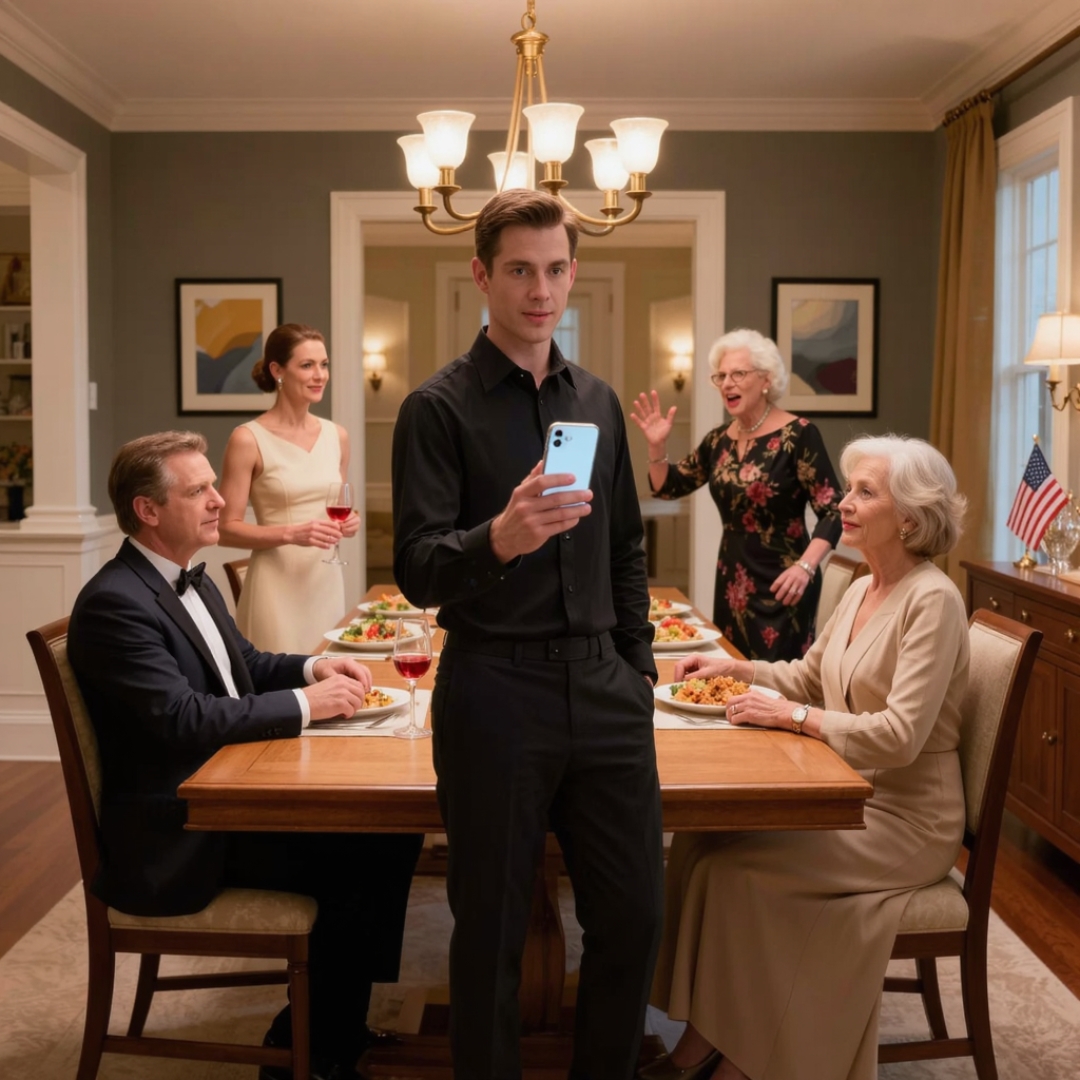 At dinner, my daughter-in-law looked around the table and said, loud enough for the whole family to hear, “Your mother isn’t important enough for our wedding.” My eyes burned, but I refused to give her the reaction she wanted. Then my grandson Liam slowly looked at everyone in the room, turned back to me, pulled out his phone, and rose from his chair. He didn’t say a word. He just tapped the screen, and what appeared there made the entire table fall silent.