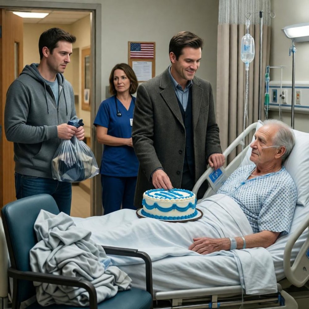 LA-My brother actually carried a custom cake into our father’s hospital room that read “get well soon — from the good son” while i had been sleeping in that hospital chair for eleven straight nights. Dad looked at the cake, then looked at me, then looked back at my brother. What he said next was so quiet the nurse nearly missed it. My brother set the cake down and never picked it back up…