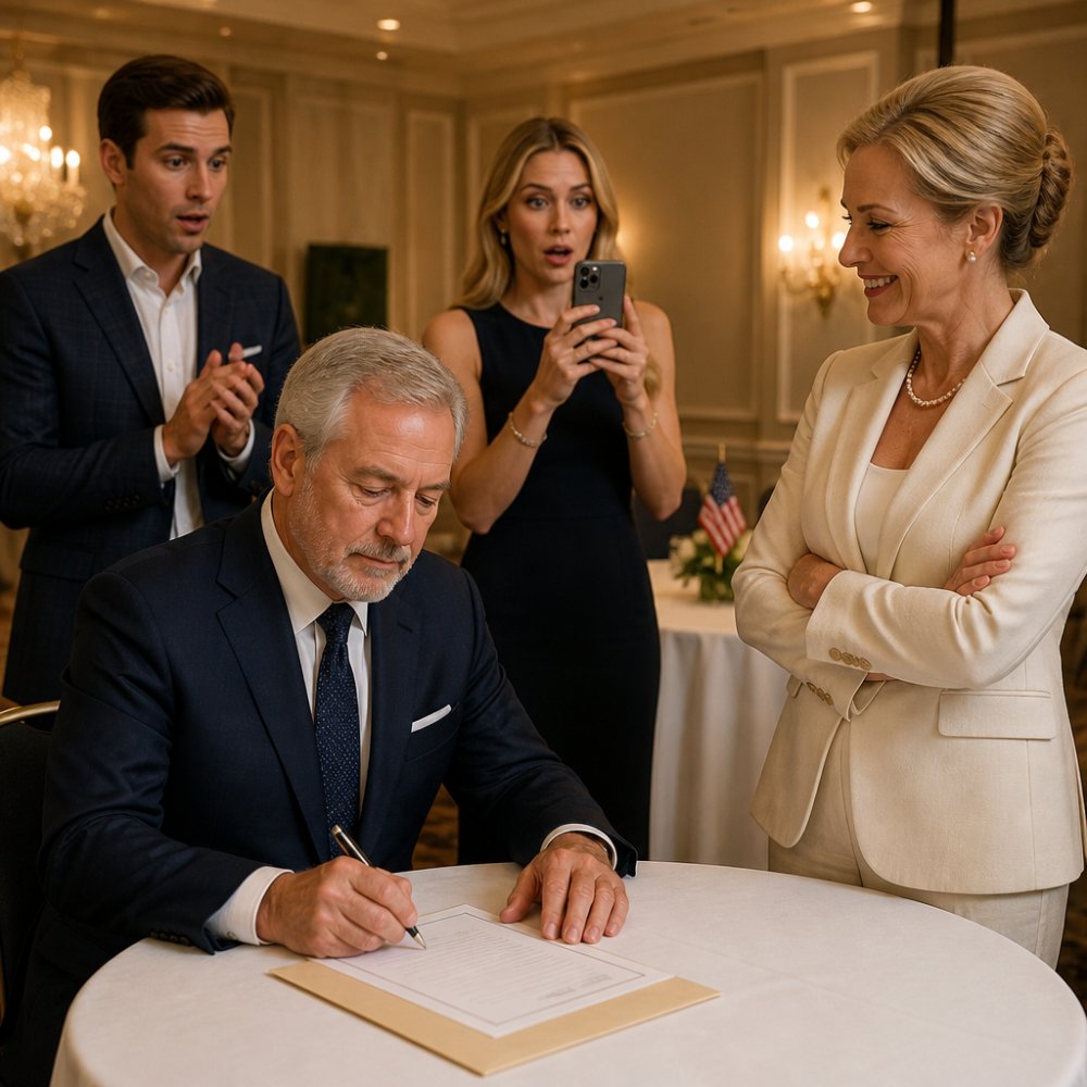 LA-My wife served me divorce papers at my retirement dinner while my kids cheered. I signed quietly and whispered, “You just triggered something you can’t undo.” 8 months later…