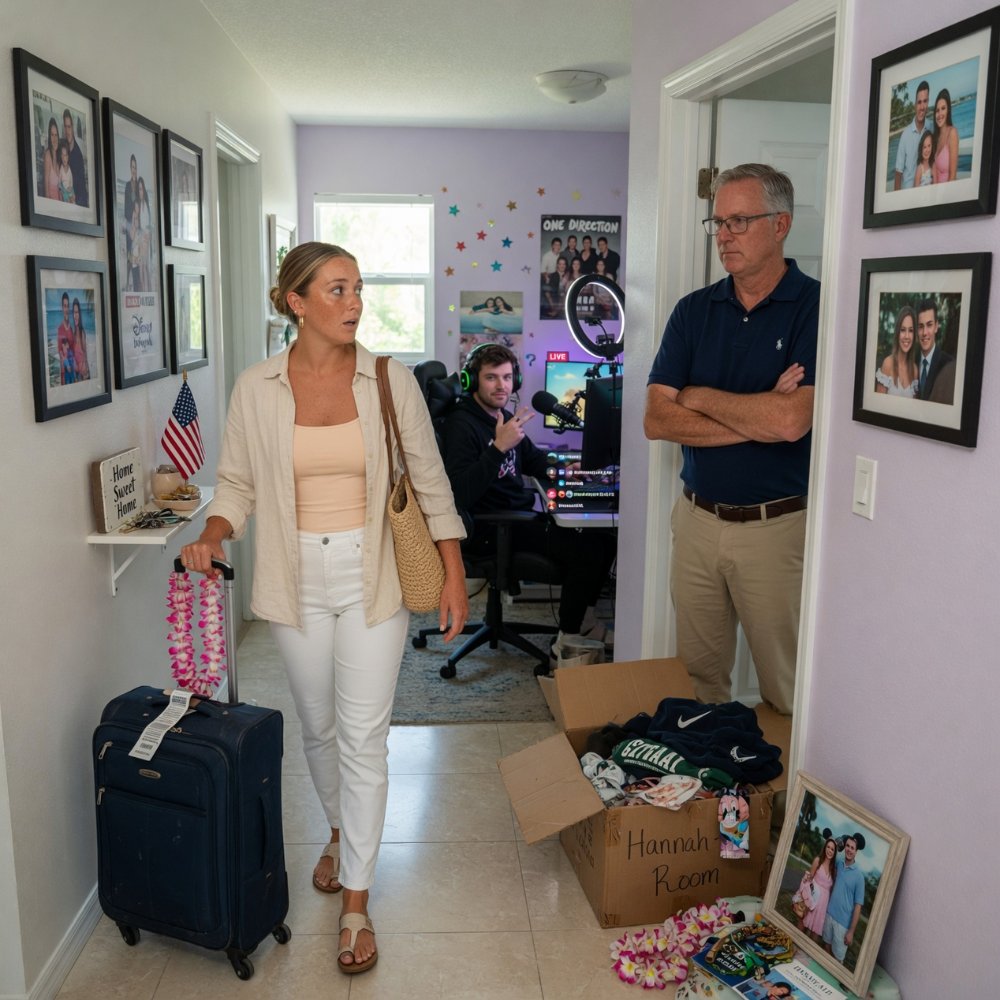 LA-After a week in Hawaii, I came home to find my bedroom gone. My parents had turned it into my brother’s livestream room. My dad pointed to the shed and said: “Stay here… or get out of the house!” So I left. One year later — my phone showed 60 missed calls from Mom and a text: “Where are you?”