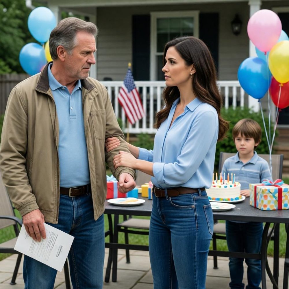 LA-My dad cut me off at 15 like i was nothing. years later, he showed up uninvited at my son’s birthday. he demanded $50K and threatened to sue me. i stayed calm. “you have 5 minutes to leave.” i grabbed his wrist so hard it started bruising.