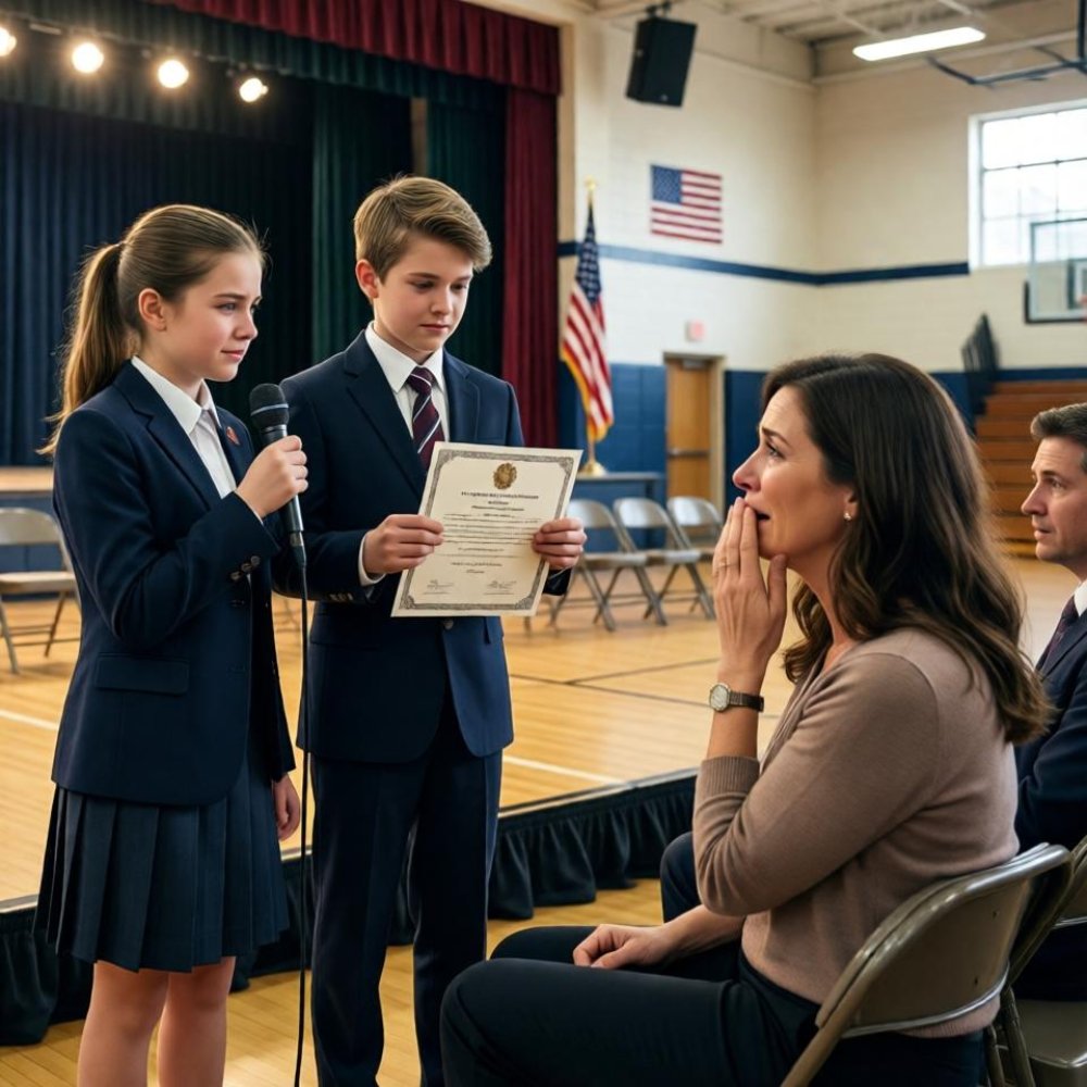 LA-My parents dropped my brother’s twins at my doorstep at 24. You’re single, they said. You have time. I raised them 12 years. Now, my brother posted “my world,” claiming my kids. 50,000 shares. People are supporting him. The twins walked on stage holding the adoption certificate. What the twins read to the crowd made my brother delete it all.
