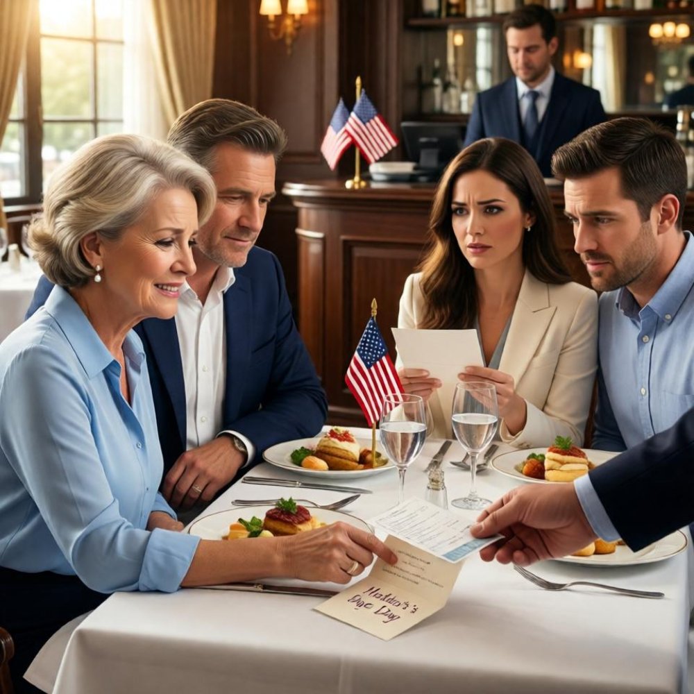 LA-My wife and I went out to dinner with my son and his wife on Mother’s Day. My daughter-in-law whispered to the waiter, “We’re not paying for her.” My son heard it… and nodded. I stayed quiet and kept eating. But when the bill arrived, the manager walked over, looked at them, and said one sentence that made their faces go pale.