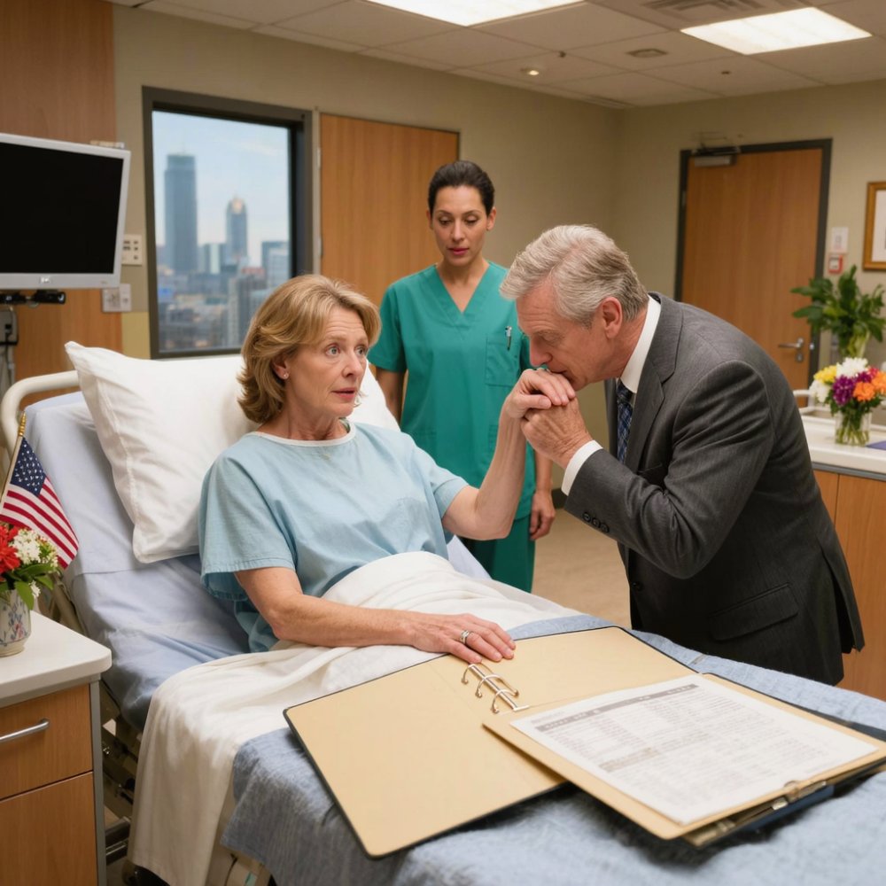 LA-My husband said he was getting a home loan for my heart surgery, but he never returned. The hospital canceled my care when his insurance was pulled. Then a man in a suit settled every bill. He kissed my hand and whispered six words that changed my life…