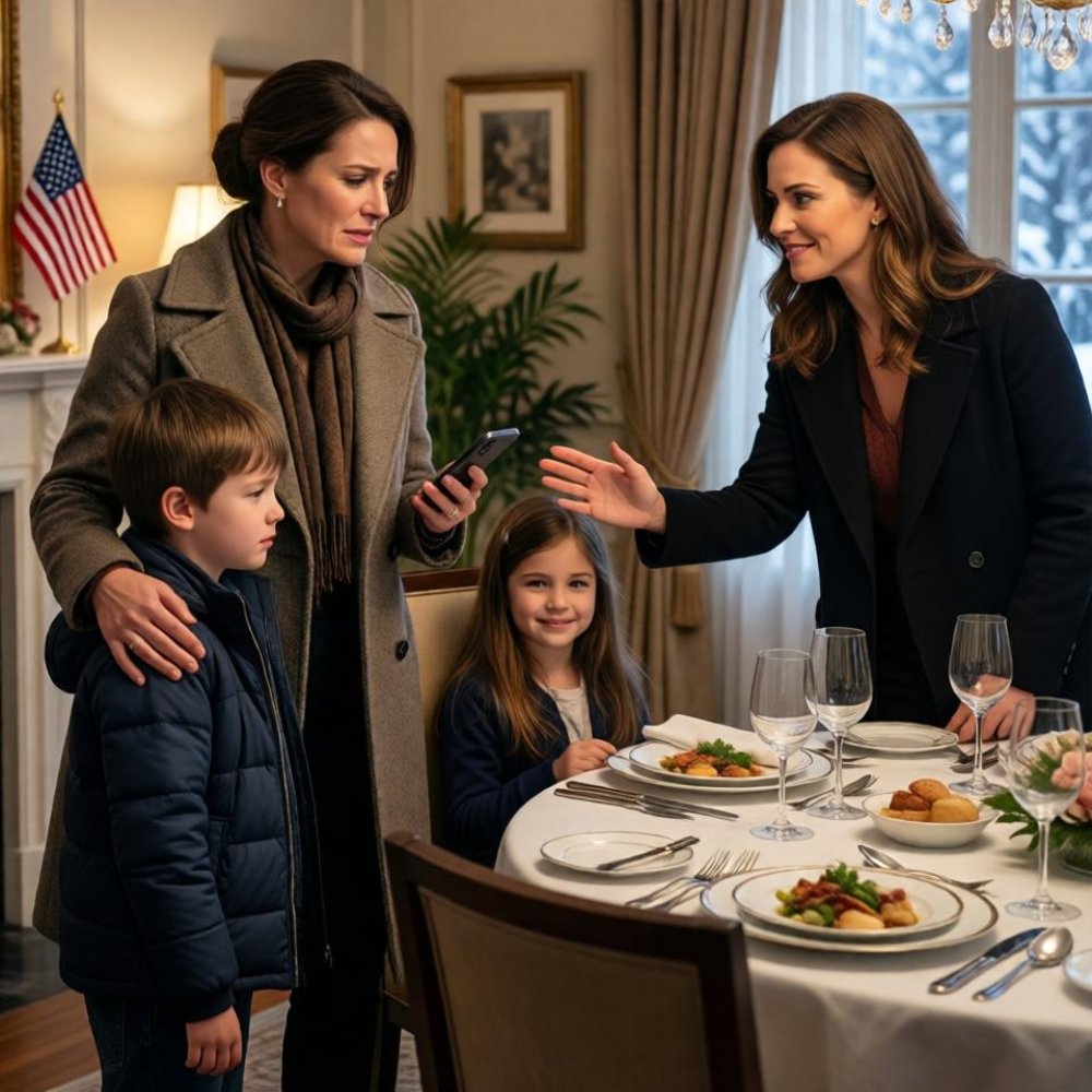 LA-My sister blocked my son with her arm and said: this table’s for well-behaved kids. Her daughter was already seated, laughing. I didn’t argue. I grabbed our coats and left. That night, I canceled the $9,000 winter house I’d booked for the family trip. Two days later, she texted: what time should we check in? I smiled and replied…