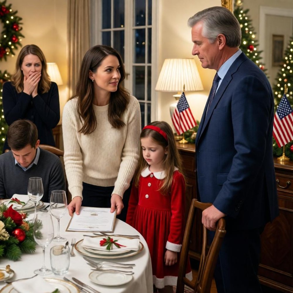 LA-My father pulled my 9-year-old daughter from the Christmas table. “that seat belongs to my real grandchild. leave!” she stood alone while the entire family stayed silent. i didn’t react… i said four words. my sister covered her mouth… my father couldn’t move…