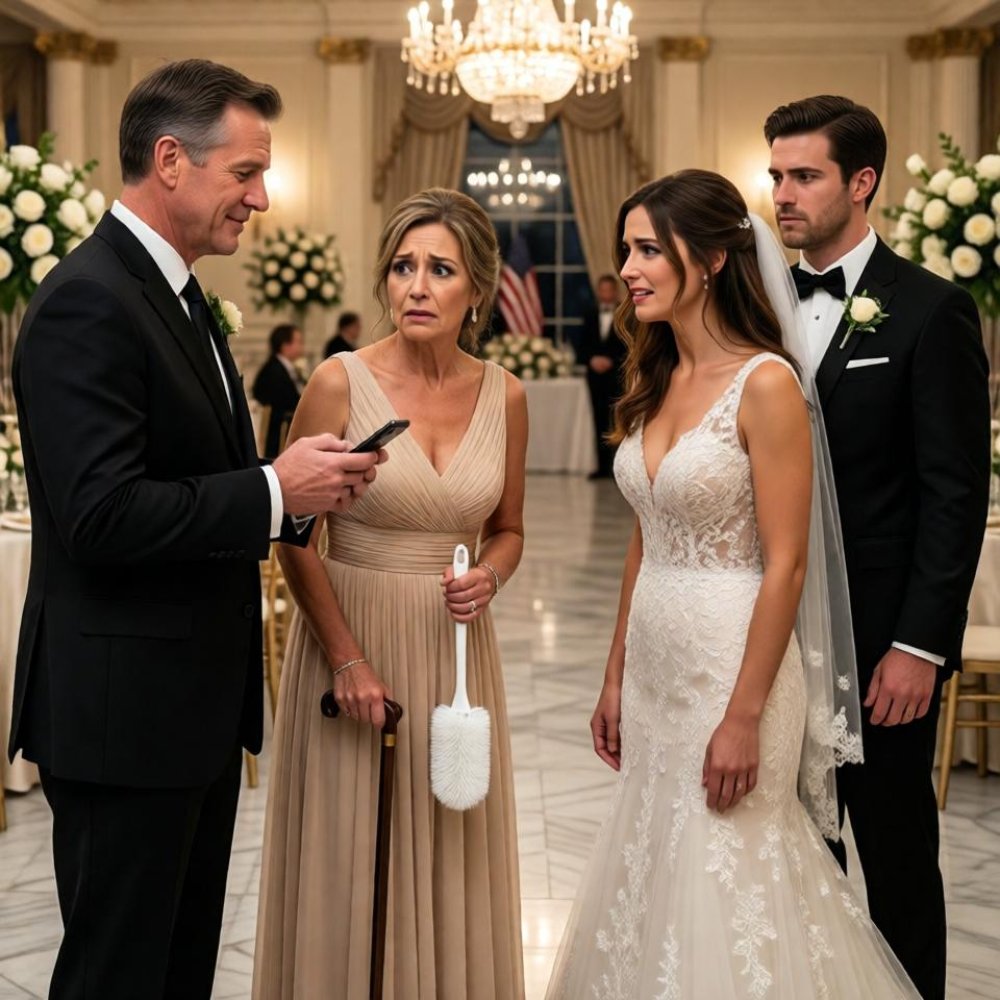 LA-They handed my wife a toilet brush just as the wedding music ended, right in the middle of the elegant ceremony. smirking as if it were a gift, i simply smiled, pulled out my phone, and started canceling the wedding plans. she froze, embarrassed, not knowing what to do…