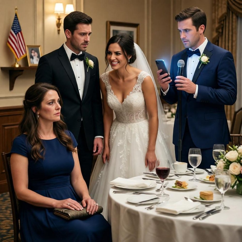 LA-My ex invited me to his wedding to humiliate me. His bride pointed at my $12 dress and laughed: “At least he upgraded.” The whole table joined in. Then the best man stood for his toast. He pulled out his phone. “Before I congratulate the groom, everyone needs to see this.” The bride’s father stood up in horror…