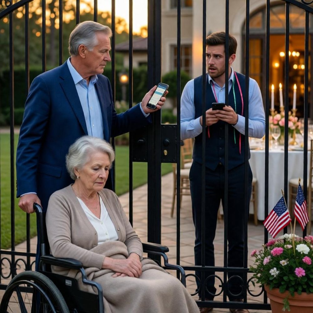 LA-I stopped my wife’s wheelchair at the gate of the mansion I bought, and the message flashed: dad, you shouldn’t be here. Inside was a lavish party; outside, we were shut out. I quietly took one action… and he began texting in panic, completely unraveling.