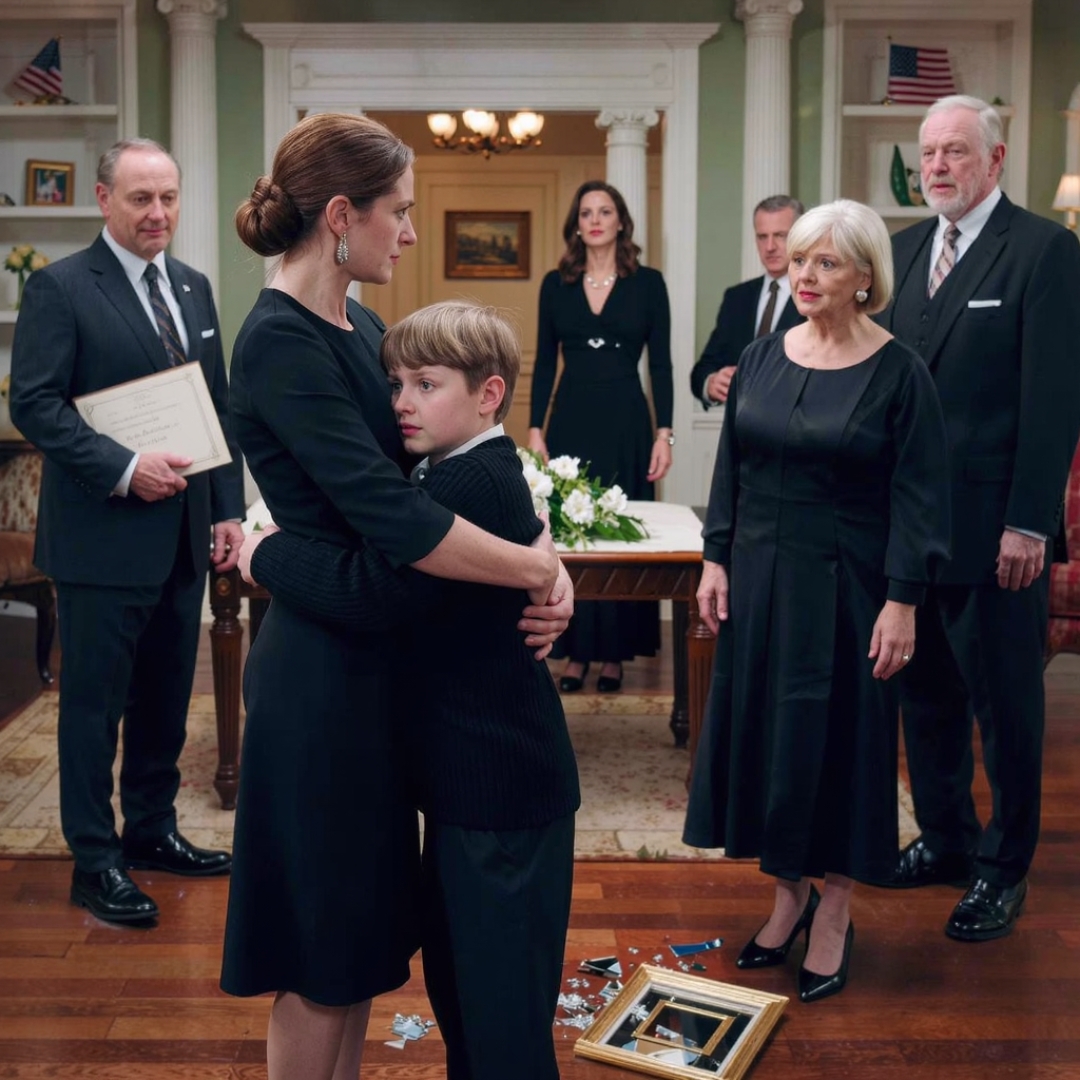 At my husband’s funeral, my mother-in-law struck my 6-year-old son and hissed, “Take your garbage and leave this house.” I was still wearing black, still trying to bury the man I loved, when she decided to humiliate his child too. I wiped my tears, held my son close, and made one quiet phone call. “I need you here,” I said. Two hours later, the people who thought they had thrown us out were begging me not to take it any further.