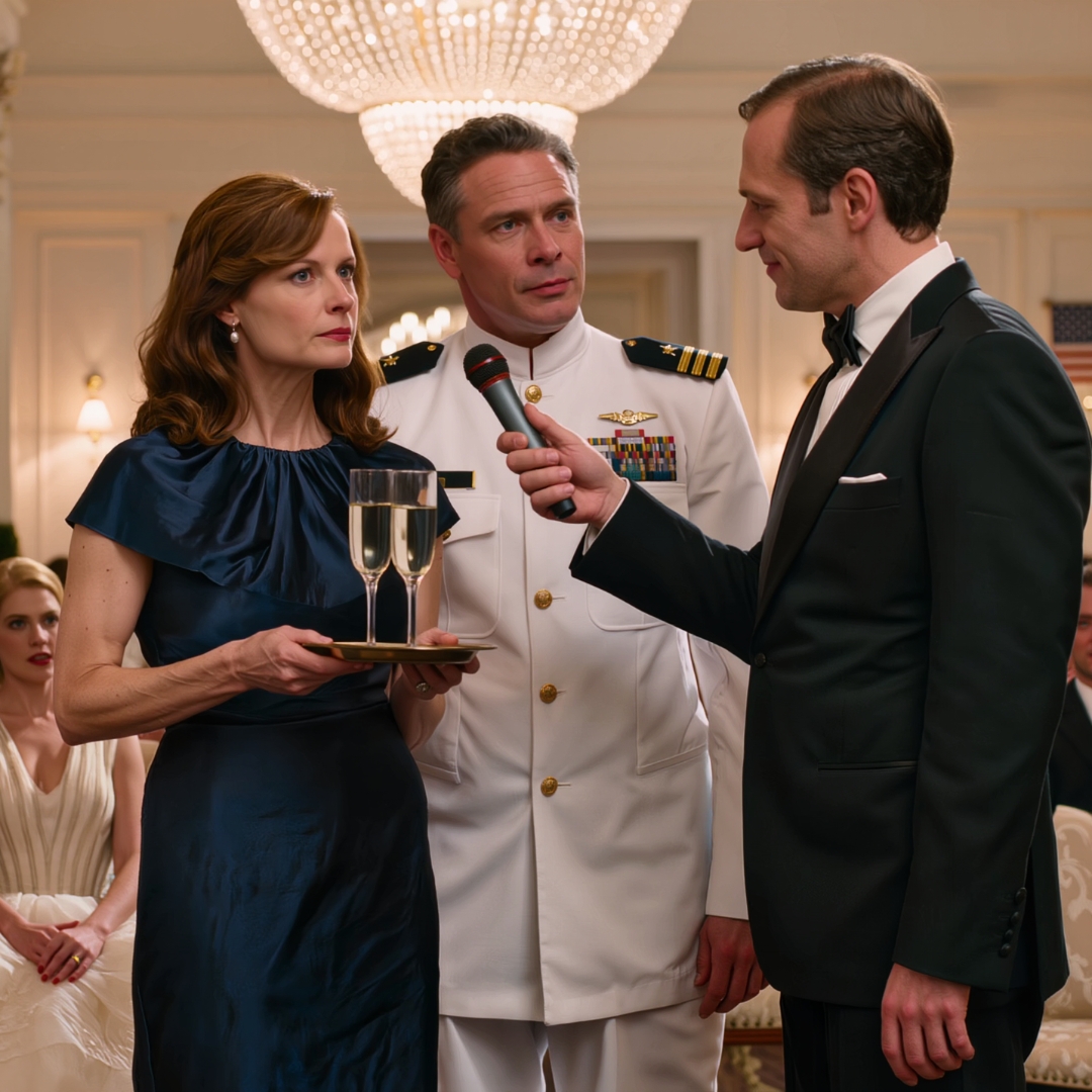 My brother raised his glass at his own wedding and called me the family’s “eternal waitress” in front of hundreds of guests. My mother laughed first. My father looked away like he had for 15 years. Then a Navy captain in full dress uniform stood up from across the ballroom, and one sentence from him made my brother’s smile disappear.