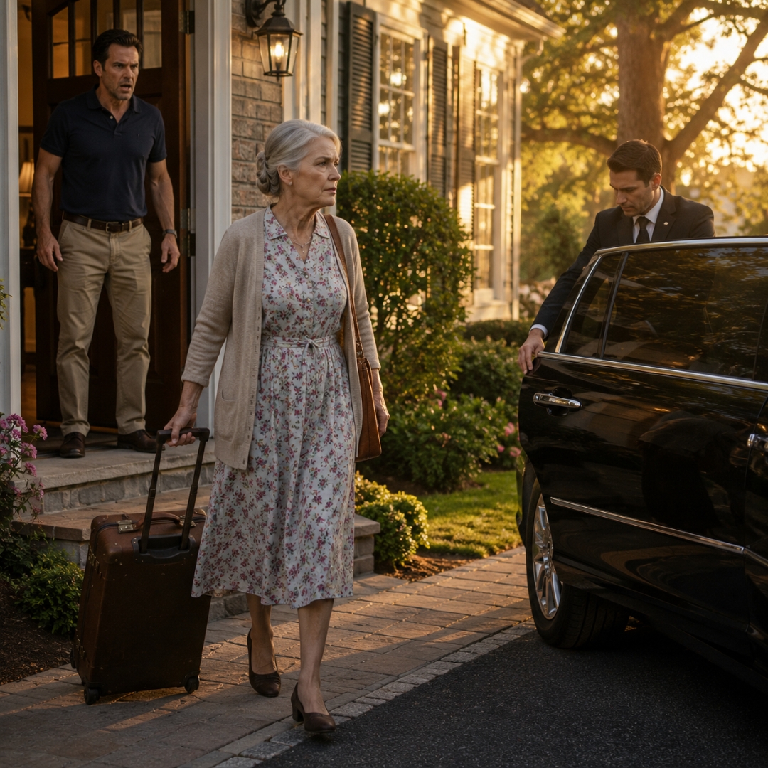 “If you won’t go to a nursing home, pack a bag and get out of my house now,” my son shouted at me. I didn’t fight him. I folded my clothes, zipped up my suitcase, and waited. An hour later, a limousine pulled up outside. My son went to the door expecting to see me leave in shame — and froze the second he saw who had come for me.