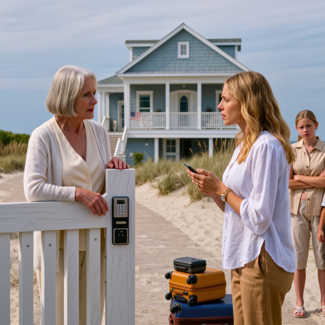 My daughter-in-law texted me, “We’re spending spring break at your beach house — my kids, my mom, and me. Stock the fridge by Thursday.” I replied with one word: “No.” She sent three laughing emojis and wrote, “We’re coming anyway. What are you going to do?” So I let her pack, let her brag, and let her drive all the way there with five suitcases. When they reached the front door, the answer was already waiting for them.