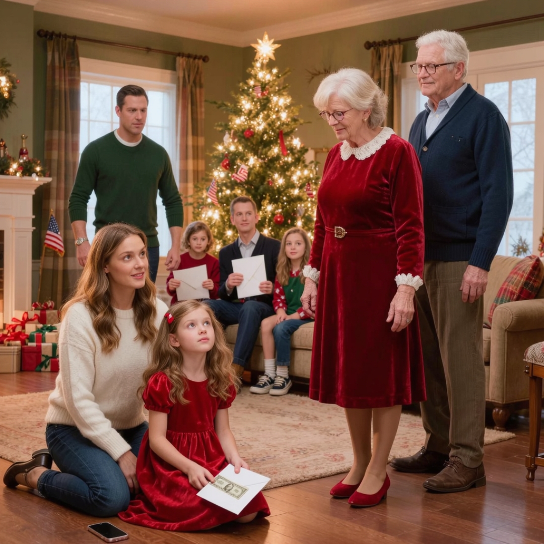 For Christmas, every grandchild opened a $5,000 check from my father. My 7-year-old daughter opened hers last. Inside was one dollar and a note that said, “Maybe next year you’ll deserve more.” She looked at me with that small, confused face children make when they think love is something they failed to earn. I folded the note, put it in my pocket, and made one call before we left the house. By New Year’s Eve, my parents were begging me to undo what they had started.
