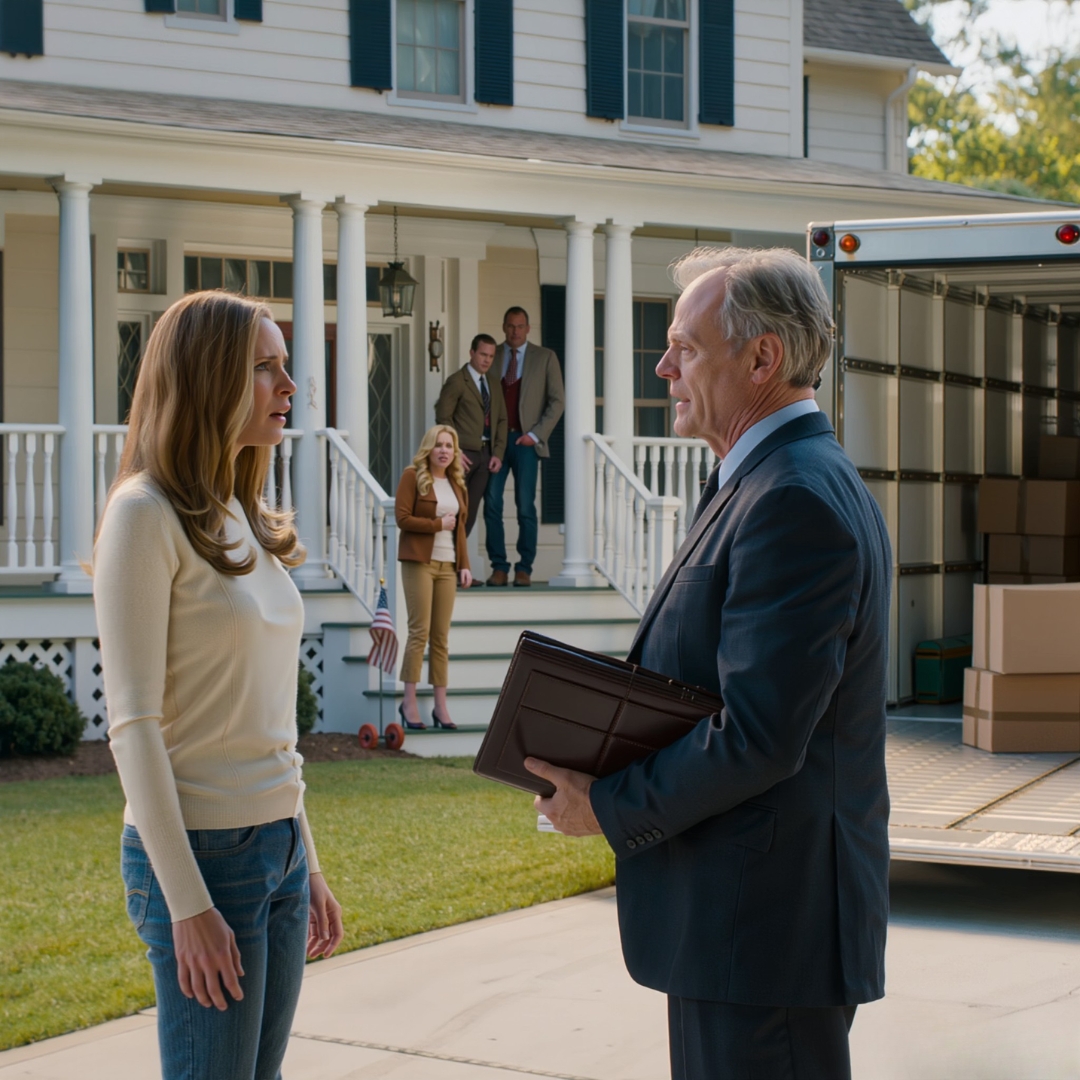 My grandparents left me their $1 million estate, and my family immediately started calling it “our legacy.” Last week, my parents and my sister showed up smiling with a stack of papers and said, “The house is in Ashley’s name now. You’re out by Friday.” I didn’t argue. I just said, “We’ll see.” Forty-eight hours later, they arrived with movers — and froze when they saw the man on my porch holding a dark leather folder.