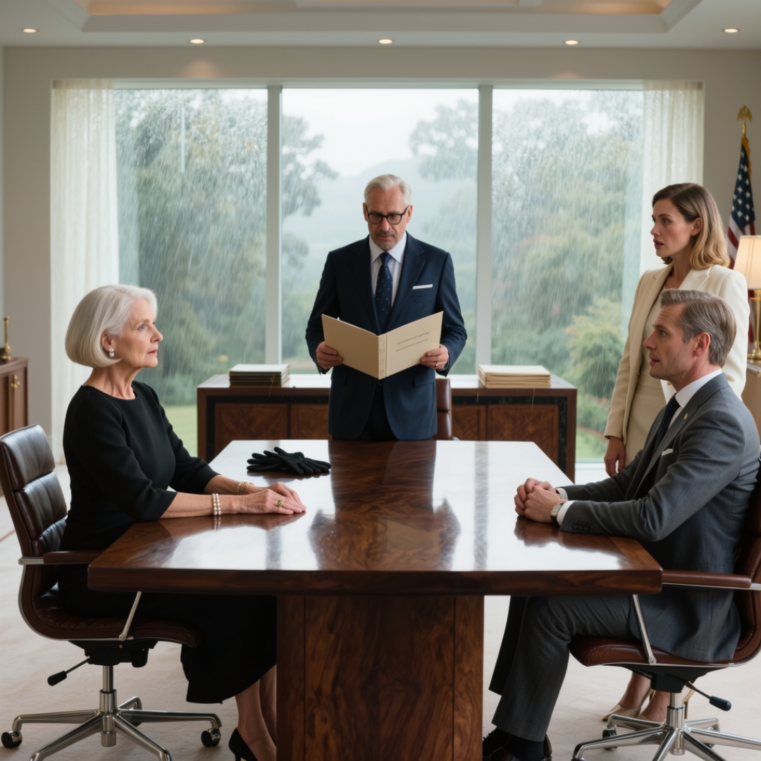 My son told me not to expect a dime from my late husband’s $92 million estate. At the will reading, he sat across from me with his wife, smiling as if the house, the company, the cars, and even my memories had already been divided. Then the lawyer opened the first folder, cleared his throat, and read my name before anyone else’s. That was the moment my son’s face turned pale.