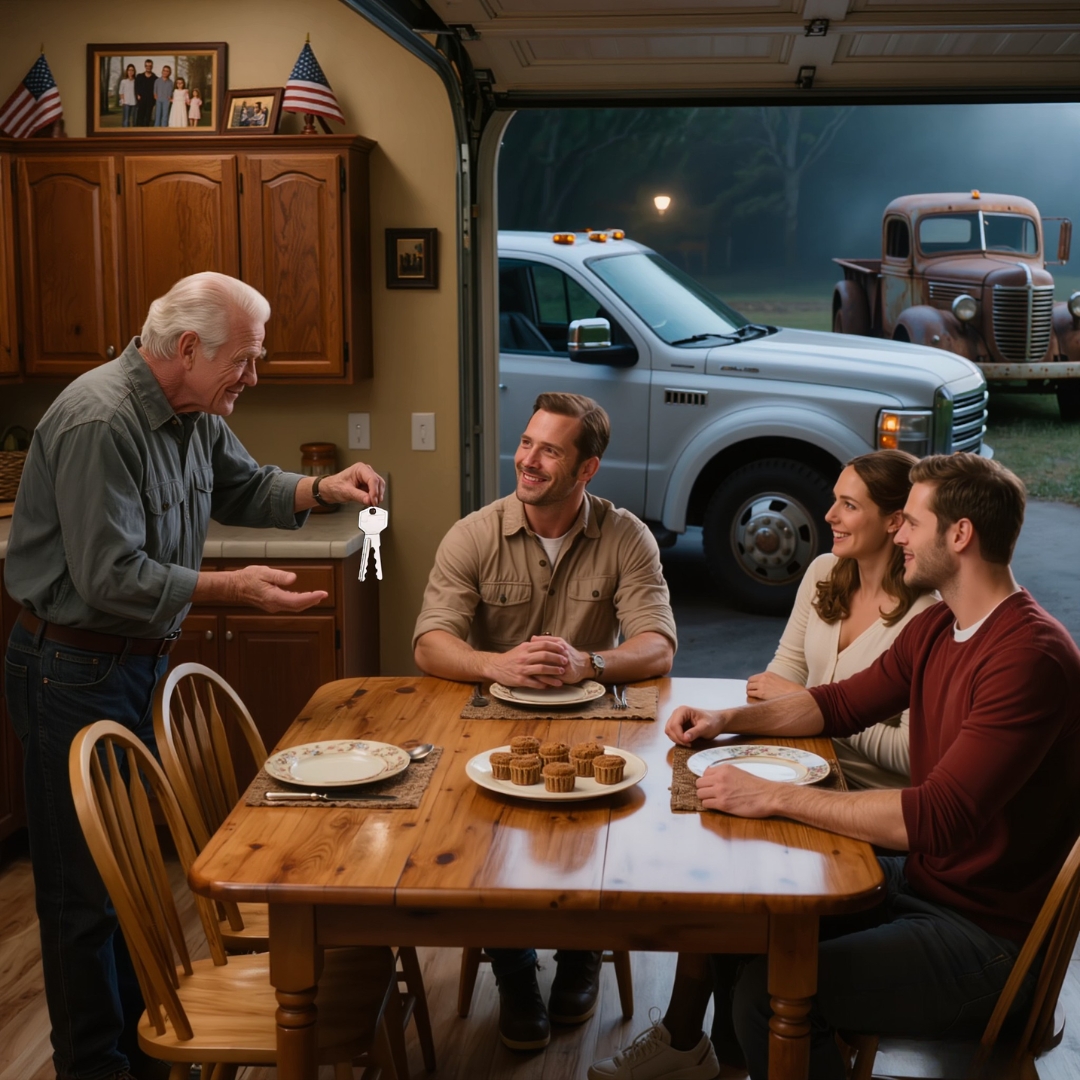 “The new company truck is yours,” my dad said, dropping the keys into my brother’s hand at his engagement dinner. I had spent seven years keeping that business alive in the old truck — breakdowns, snow routes, midnight deliveries, everything nobody else wanted. My brother twirled the keys and grinned like he had earned them. I looked at my father, wiped the grease from my hands, and left my two weeks’ notice on his desk the next morning. Three months later, Dad called from the loading dock, and for the first time in my life, he didn’t sound proud. He sounded scared.