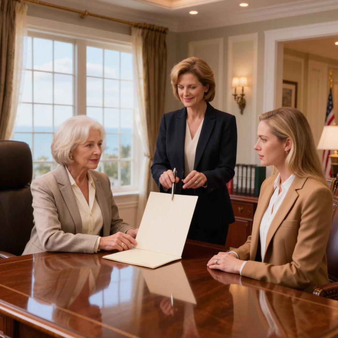My daughter-in-law smiled at the closing table and said, “You’re not on the $64 million deed.” She thought I had only been invited there to watch her win. I looked at the papers, then at the woman who had spent months treating me like I was already erased. That was when the realtor turned to me, placed the pen in front of my seat, and said, “Ready to sign?”